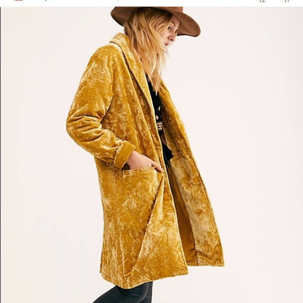 Free people gold velvet duster